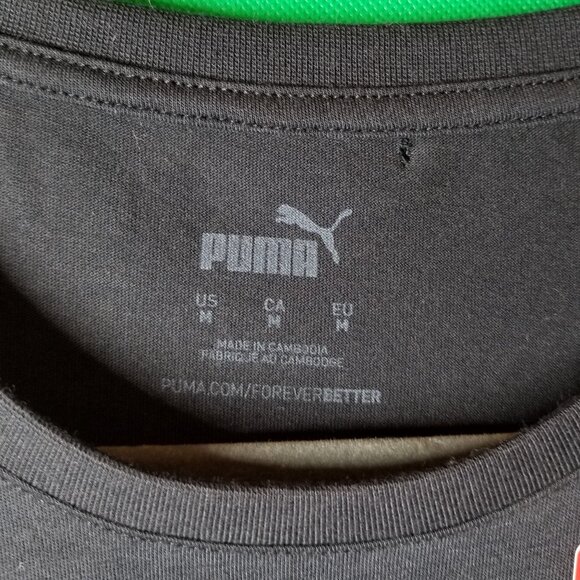 PUMA Women's Short Sleeve Athletic Top Black With Pink Logo Size Medium NWT - Picture 6 of 10